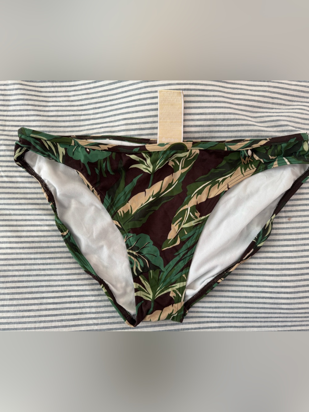 Michael Kors Tropical Leaf Swim Bottoms in Green & Brown